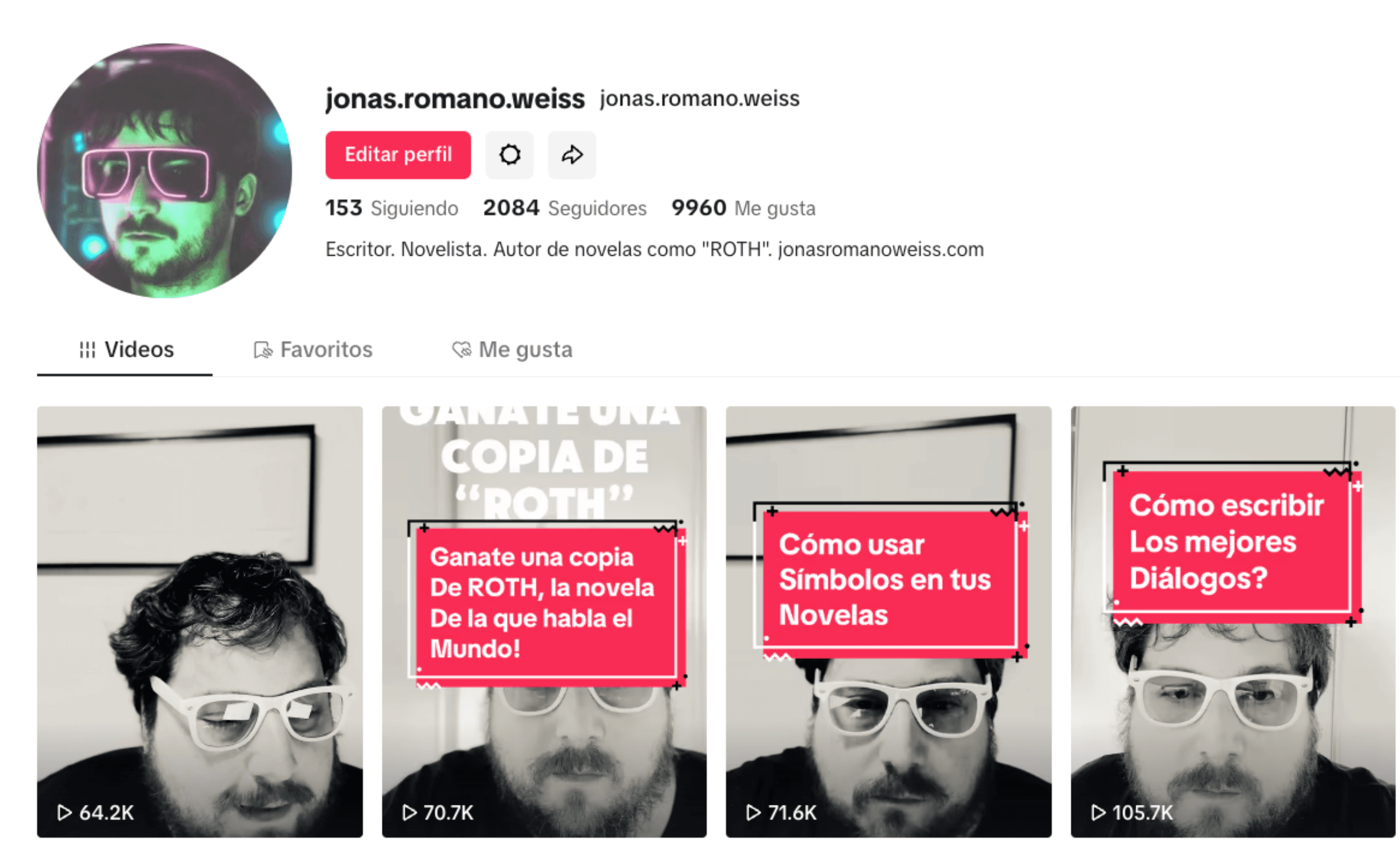 Sorpresivo éxito de Jonas Romano Weiss en TikTok: el novelista conquista la red social con consejos literarios